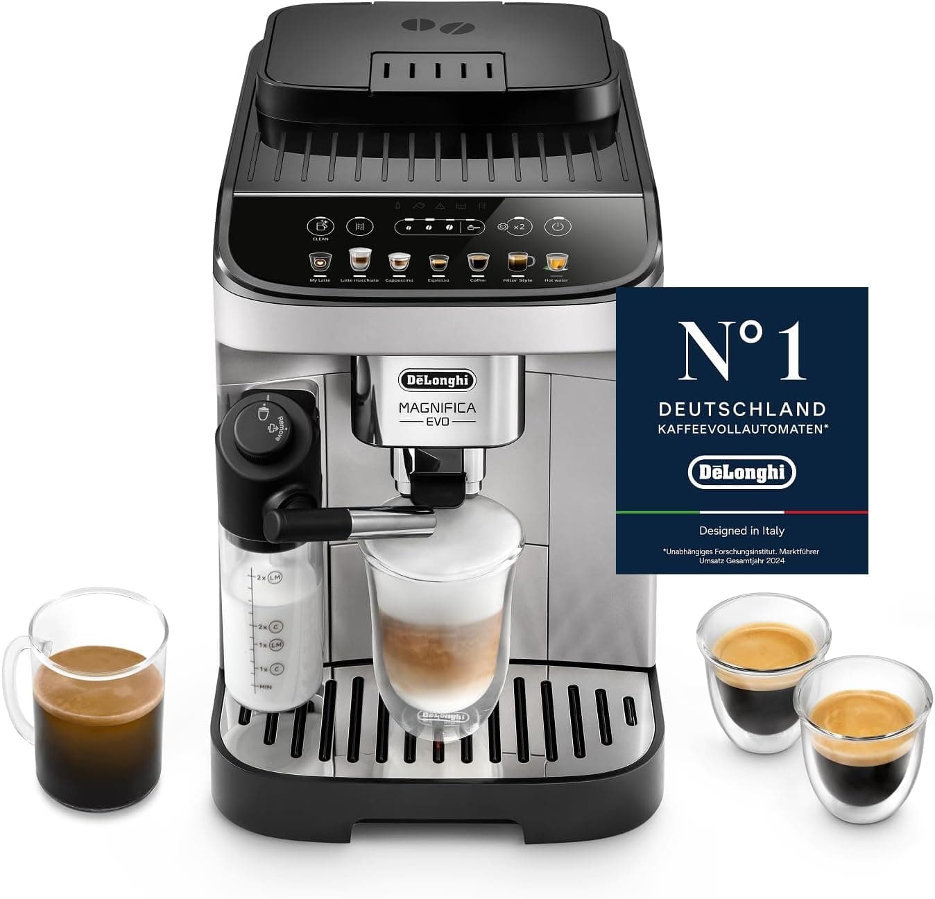 De’Longhi Magnifica Evo Kaffeevollautomat mit Milchsystem für Kaffeespezialitäten – Produktansicht