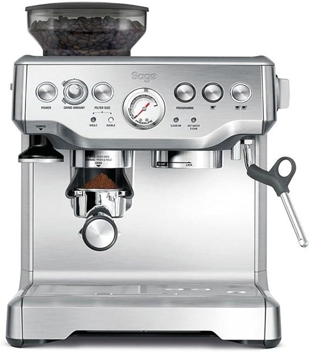 Sage Barista Express SES875 Siebträgermaschine mit Mahlwerk, 16 Mahlgradeinstellungen
