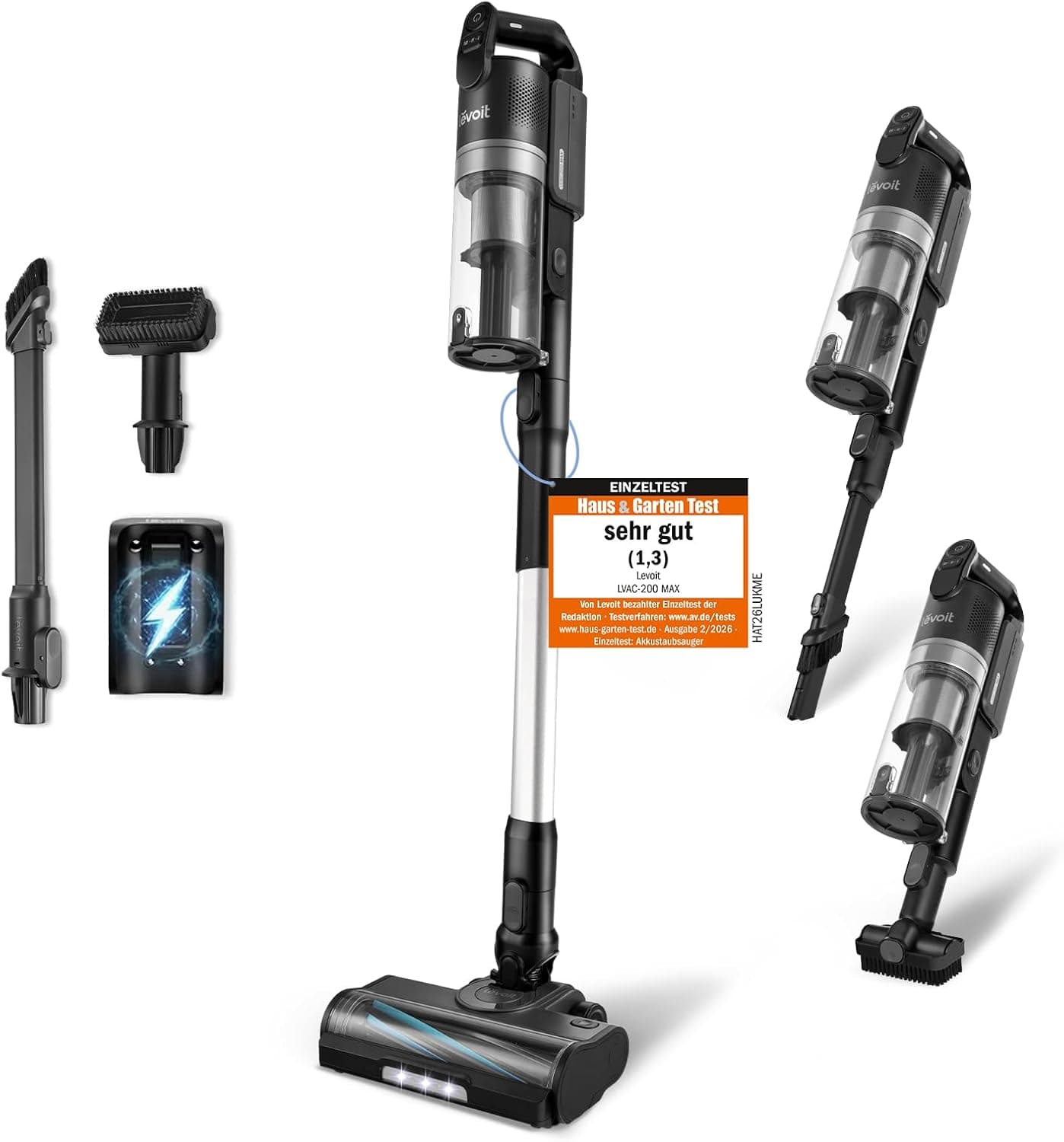 Levoit LVAC-200 MAX Akku-Staubsauger mit HEPA-Filter und Anti-Tangle-Bürste