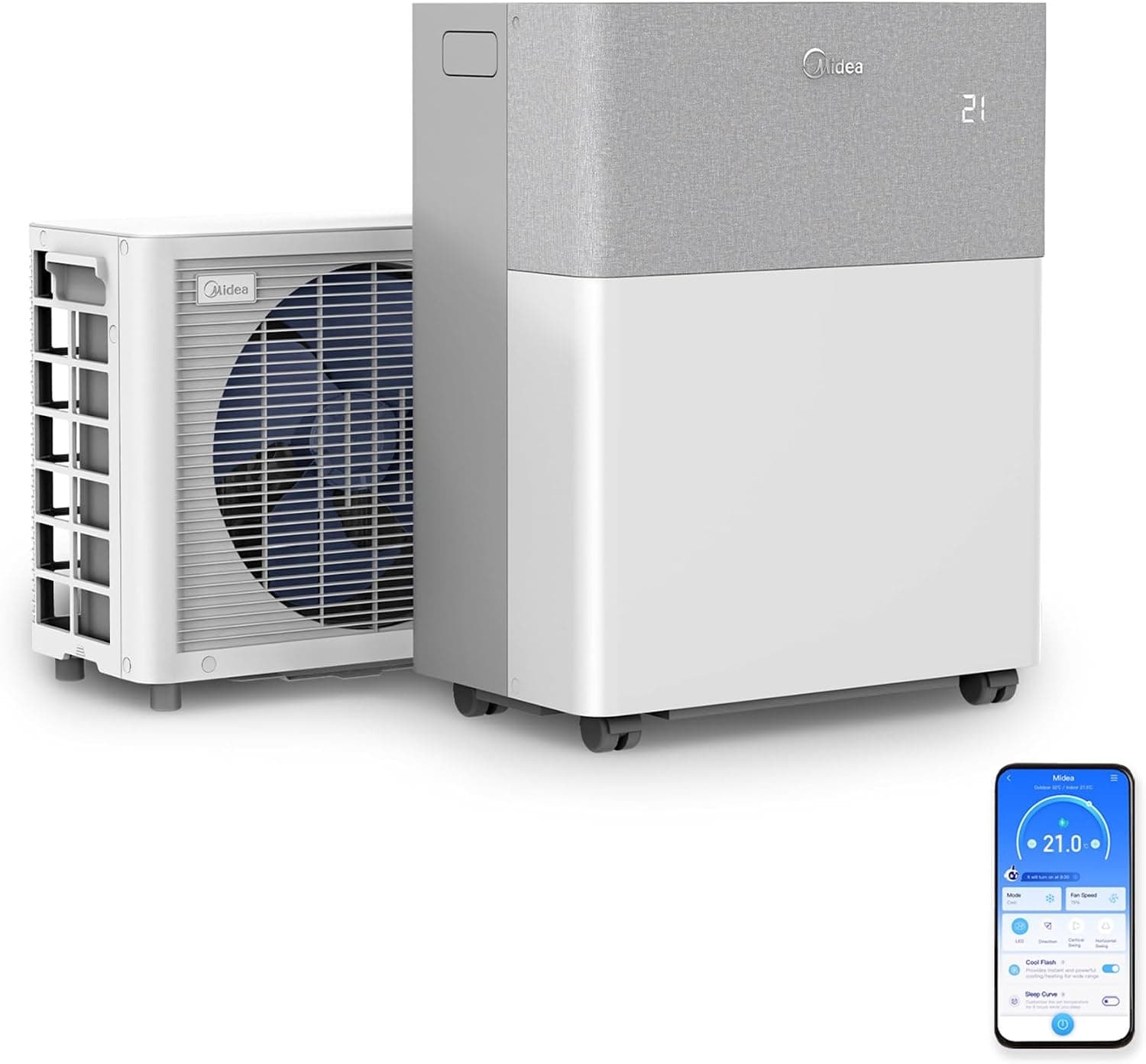 Midea PortaSplit mobile Klimaanlage mit Kühl- und Heizfunktion, 12000 BTU, 3,5 kW