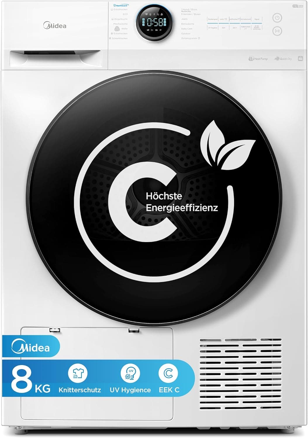 Midea Series 200 Wärmepumpentrockner mit Auto Dry, UV Hygiene & Knitterschutz