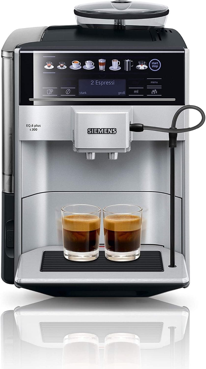 Siemens EQ.6 plus s300 TE653501DE Kaffeevollautomat mit Milchsystem, Keramikmahlwerk, Silber